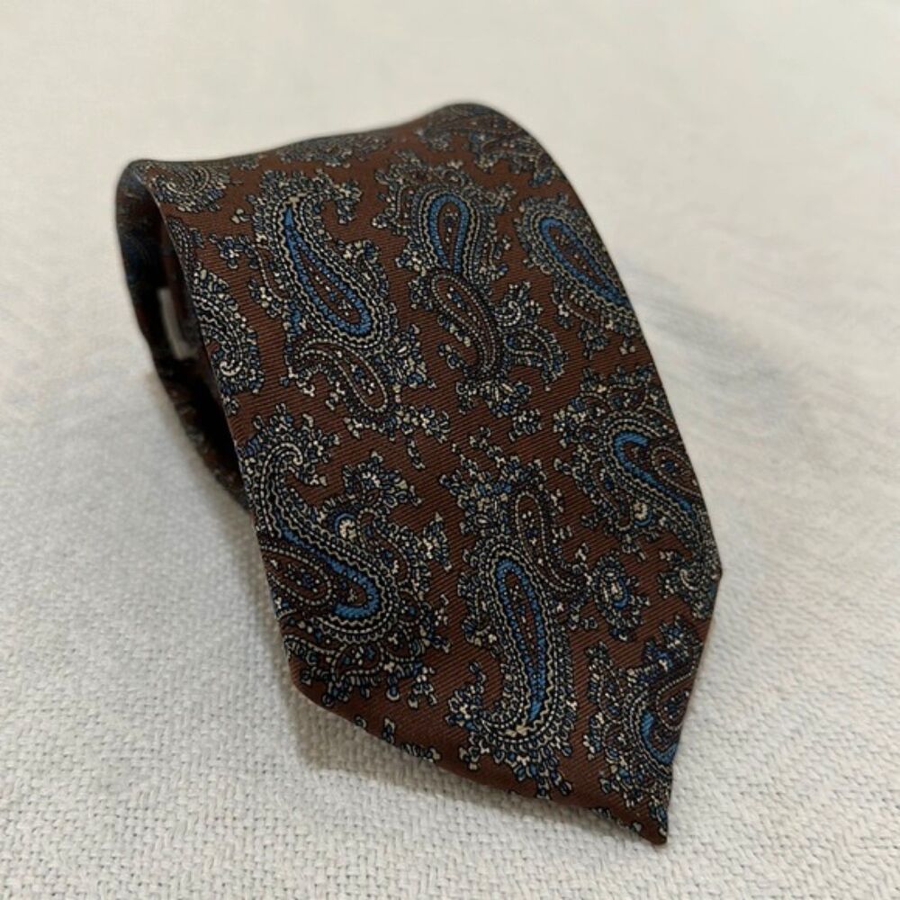 Hardy Amies Silk Necktie Mens Paisley Print Preppy Business Tie London Vintage